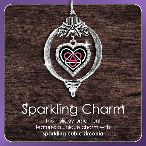 Inspired Silver - 6th Grade - Silver Christmas Ornament - Pave Heart Charm Christmas Tree Ornament with Cubic Zirconia - Holiday Hanging Decoration in Saudi Arabia
