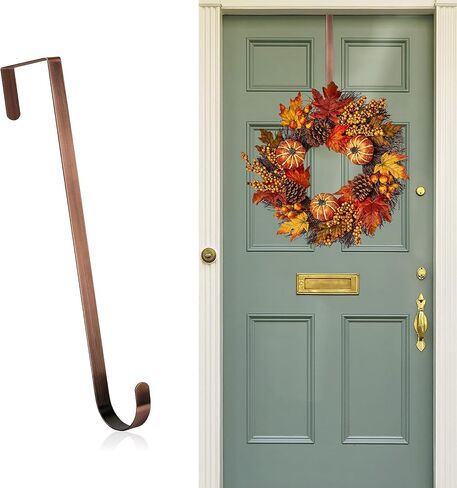 شماعات نيروهي إكليث للباب الأمامي ، خطاف شماعات الزهور 12 بوصة لديكور الشرفة الأمامي ، المعادن فوق شماعات السنانير للباب لزخارف عيد الميلاد في الهواء الطلق ، ديكور المنزل الداخلي ، البرونز in Kuwait