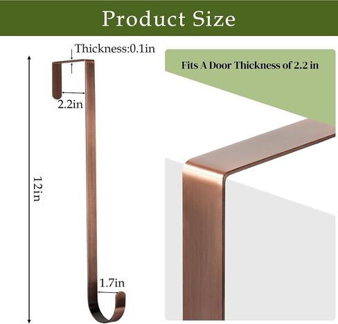 شماعات نيروهي إكليث للباب الأمامي ، خطاف شماعات الزهور 12 بوصة لديكور الشرفة الأمامي ، المعادن فوق شماعات السنانير للباب لزخارف عيد الميلاد في الهواء الطلق ، ديكور المنزل الداخلي ، البرونز in Kuwait