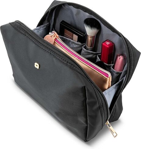 Samsonite Everyday Travel Bag - Polyester Body with Full Zip Around Opening - Spacious Main Compartment & 4 Interior Slip Pockets - Perfect For Everyday Essentials, Cosmetics, Toiletries, Tech - Black in Saudi Arabia