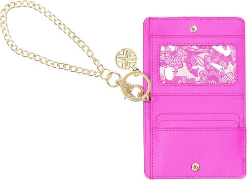 Lilly Pulitzer Snap ID Card Case, Cute Keychain Wallet, Slim Credit Card Holder with Gold Chain Wristlet Strap (Unforgettable Pink) in Saudi Arabia