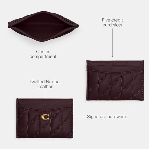 Coach Coach's Women Ceanted Pillow Leather Card Card ، B4/Black Currant ، مقاس واحد in Kuwait
