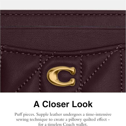 Coach Coach's Women Ceanted Pillow Leather Card Card ، B4/Black Currant ، مقاس واحد in Kuwait