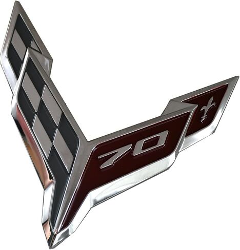 1pc C8 Stingray Front 70th Anniversary Bumper Flags Emblem Replacement for 2020+ Corvette Hood (Black Red) in Saudi Arabia