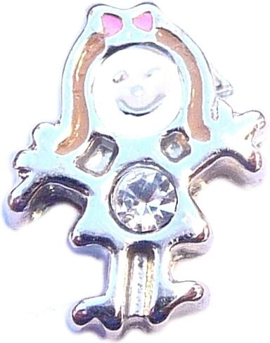 Girl April Floating Locket Charm Silvertone in Saudi Arabia