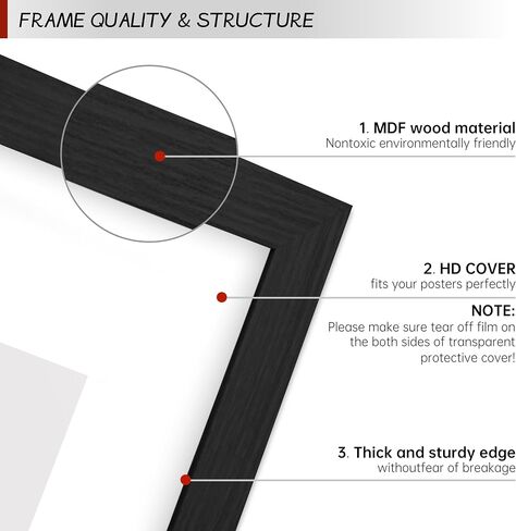 28x40 Picture Frame for Wall, Vertical or Horizontal Wall Hanging Large Poster Frame for Photo and Posters, Poster Frame 24x36 with Mat 28x40 Without Mat in Saudi Arabia