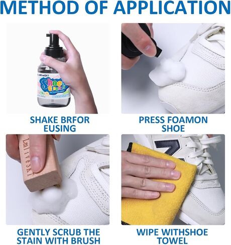 Shoe Cleaner Kit, Deep Cleaning Sneaker Cleaner for Stain Removal, Quick Drying White Shoe Cleaner for Leather, Tennis, Athletic, Canvas, Rubber Shoes - Complete Cleaning Brush Set- 11.16 oz in Saudi Arabia
