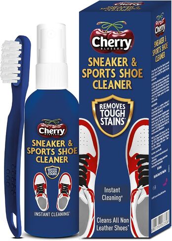 Cherry Blossom Sports Shoe Cleaner For Cleaning Shoes With Free Brush - 75Ml | Cleans All Non-Leather Shoes In Minutes, White in Saudi Arabia