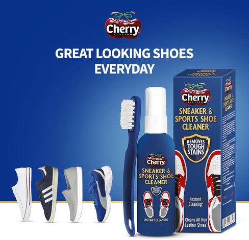 Cherry Blossom Sports Shoe Cleaner For Cleaning Shoes With Free Brush - 75Ml | Cleans All Non-Leather Shoes In Minutes, White in Saudi Arabia