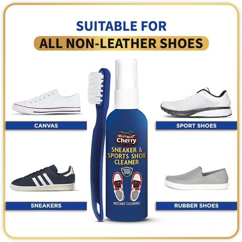 Cherry Blossom Sports Shoe Cleaner For Cleaning Shoes With Free Brush - 75Ml | Cleans All Non-Leather Shoes In Minutes, White in Saudi Arabia