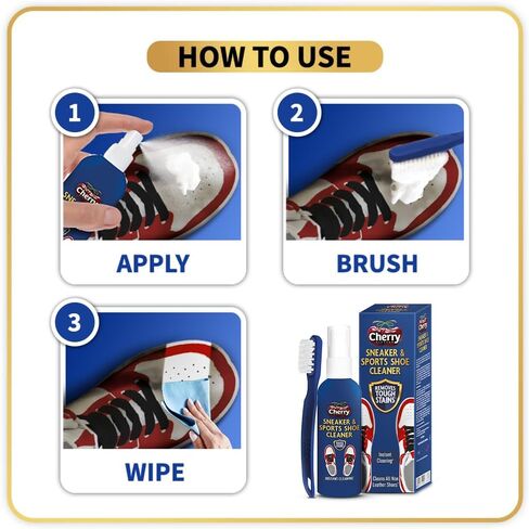 Cherry Blossom Sports Shoe Cleaner For Cleaning Shoes With Free Brush - 75Ml | Cleans All Non-Leather Shoes In Minutes, White in Saudi Arabia