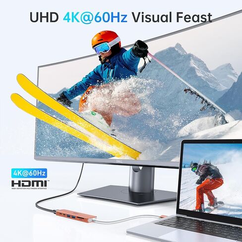 USB C Video Docking Station, Laptop Docking Station Dual Monitor with 8K@60Hz 2*HDMI,USB C Hub with USB C Video Output, 4*10Gbps USB Port,Ethernet,100W PD for Portable Monitor,MacBook Pro/Air,Dell,HP in Saudi Arabia