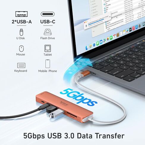 USB C Video Docking Station, Laptop Docking Station Dual Monitor with 8K@60Hz 2*HDMI,USB C Hub with USB C Video Output, 4*10Gbps USB Port,Ethernet,100W PD for Portable Monitor,MacBook Pro/Air,Dell,HP in Saudi Arabia