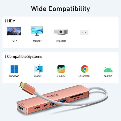 USB C Video Docking Station, Laptop Docking Station Dual Monitor with 8K@60Hz 2*HDMI,USB C Hub with USB C Video Output, 4*10Gbps USB Port,Ethernet,100W PD for Portable Monitor,MacBook Pro/Air,Dell,HP in Saudi Arabia