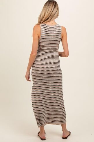 PinkBlush Striped Knit Fitted Sleeveless Maternity Maxi Dress in Saudi Arabia