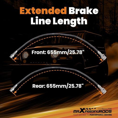 maXpeedingrods 4-6" Lift Extended Brake Lines for Jeep Wrangler TJ Cherokee XJ Front and Rear Stainless Steel in Saudi Arabia