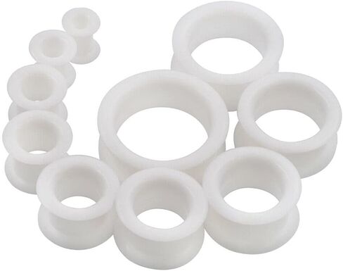 Pair 1-1/2" (38MM) WHITE SILICONE EYELET TUNNELS Double Flare Gauges Thin Soft Flexible Flesh Plugs (2pcs) in Saudi Arabia