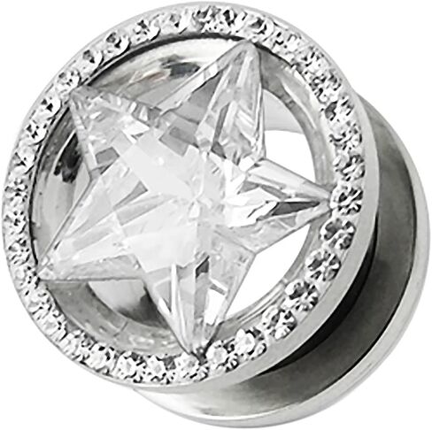Multi Crystal Stone Around Star Cz Stone 316L Surgical Steel Flesh Tunnel Gauge Ear Piercing Body Jewelry in Saudi Arabia