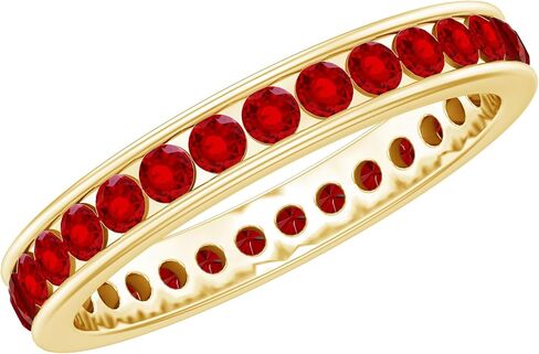 مختبر معتمد نمت Ruby Full Etherity Ring للنساء ، جودة AAAA ، حلقة Ruby القابلة للتكديس - مع مربع المجوهرات in Kuwait