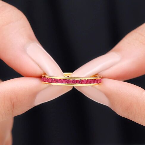 مختبر معتمد نمت Ruby Full Etherity Ring للنساء ، جودة AAAA ، حلقة Ruby القابلة للتكديس - مع مربع المجوهرات in Kuwait