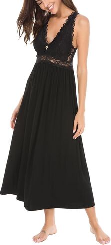 ALCEA ROSEA Womens Sexy Nightgowns Long Floral Lace silky Lingerie supportive Chemises Full slip for Women Elegant Sleepwear in Kuwait