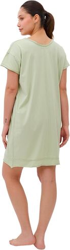 Camila Organic Pima Cotton T-Shirt Dress & Nightgown, Soft Comfortable Sleepwear, Mid Length & Short Sleeve in Saudi Arabia