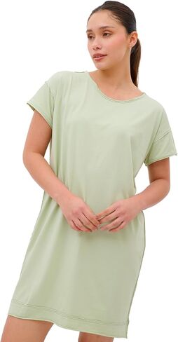 Camila Organic Pima Cotton T-Shirt Dress & Nightgown, Soft Comfortable Sleepwear, Mid Length & Short Sleeve in Saudi Arabia