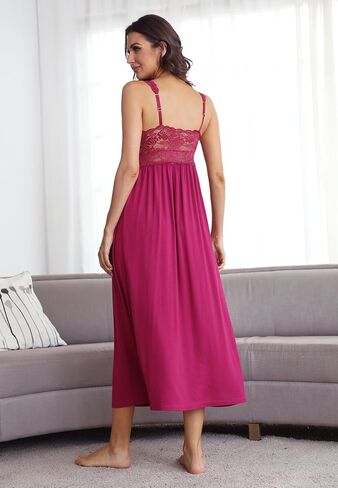 ALCEA ROSEA Womens Sexy Nightgowns Long Floral Lace silky Lingerie supportive Chemises Full slip for Women Elegant Sleepwear in Kuwait