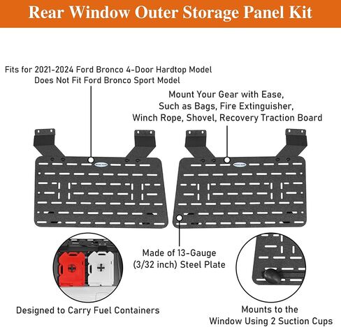 Hooke Road Bronco Rear Window Exterior Storage Molle Panel Kit Compatible with Hooke Road Roof Rack for 2021-2025 Ford Bronco Hardtop 4-Door in Saudi Arabia