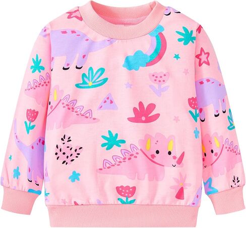 Toddler Girls Sweatshirts Crewneck Long Sleeve Collage T Shirts Kids Pullover Tops Fall Winter Clothes 2-7T in Saudi Arabia