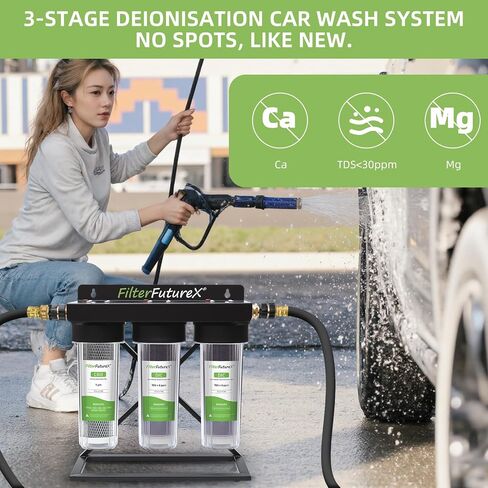 3 Stage Deionized Water car Wash System Spot Free Car Rinse Spotless car Washing Coconut Carbon Block Filter+2 DI Filters for Car/RV/Motorcycle/Window Washing No Spots 3/4" Inlet/Outlet in Saudi Arabia