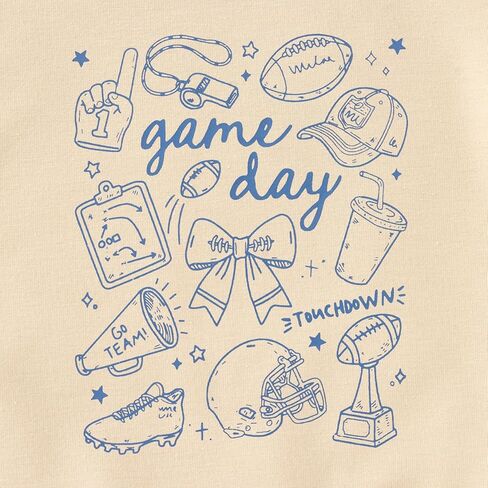 Toddler Girl Boy Game Day Football Sweatshirt Football Doodles Pullover Long Sleeve Shirt Kids Rugby Sport Fans Outfit in Kuwait