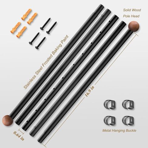 Tapestry Hanger Telescopic Rod, Adjustable Wall Hanging Bar for Heavy Duty Tapestries, Blankets, Quilts & Banner Displays. Wall Mounting Pole for Room Decor, 32-76In (Black) in Saudi Arabia