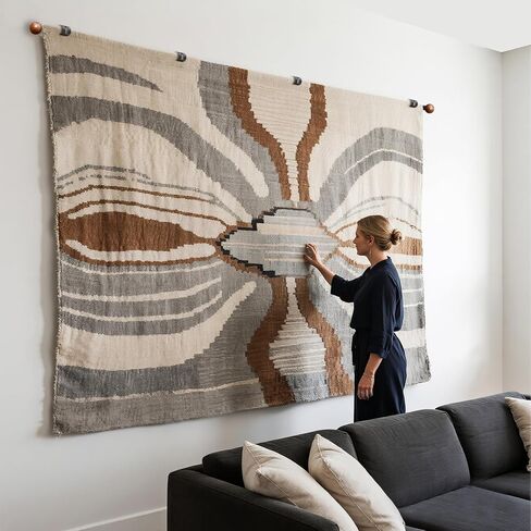 Tapestry Hanger Telescopic Rod, Adjustable Wall Hanging Bar for Heavy Duty Tapestries, Blankets, Quilts & Banner Displays. Wall Mounting Pole for Room Decor, 32-76In (Black) in Saudi Arabia