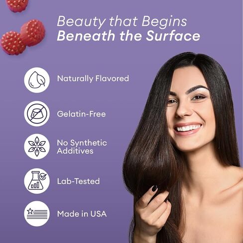 Hair Skin and Nails Vitamins for Women – Extra Strength 6000mcg Biotin Hair Gummies with Marine Collagen, Vitamin E, A, C & PABA for Hair Growth, Healthy Skin & Nails – Made in US, Passion Fruit, 60ct in Saudi Arabia