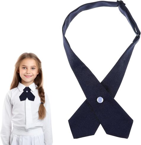 Adjustable French Uniform Ties for Girls, Solid Color Pre-tied School Uniform Ties, Navy Blue Cross Women Bow Tie, Criss-Cross Neck Tie for Girl Boy Women Men in Saudi Arabia