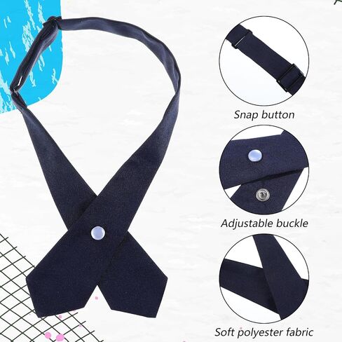Adjustable French Uniform Ties for Girls, Solid Color Pre-tied School Uniform Ties, Navy Blue Cross Women Bow Tie, Criss-Cross Neck Tie for Girl Boy Women Men in Saudi Arabia