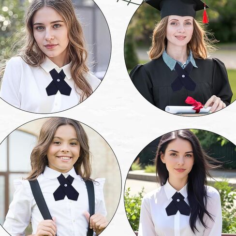 Adjustable French Uniform Ties for Girls, Solid Color Pre-tied School Uniform Ties, Navy Blue Cross Women Bow Tie, Criss-Cross Neck Tie for Girl Boy Women Men in Saudi Arabia