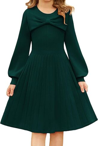 GRACE KARIN Girls Sweater Dress Bow Collar Pleated Skirt 6-14Y Back to School Outfit Knit Fall Winter Dress in Saudi Arabia