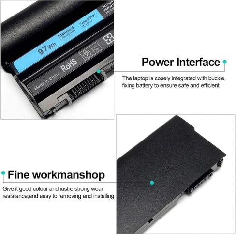 LQM® 11.1V 97Wh 9cell بطارية كمبيوتر محمول جديدة لـ Dell Latitude E6420 E6430 E6520 E6530 E5420 E5520 E5430 E5530، متوافق P/N: M5Y0X T54FJ 2P2MJ 312-1325 312-1165 PRV1Y in Kuwait