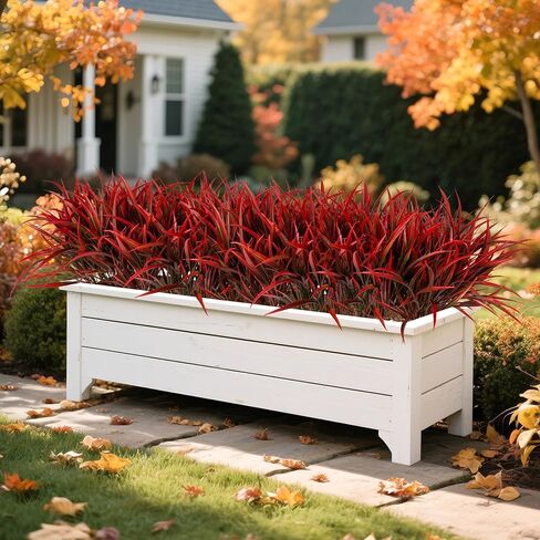 Ivydale 12Pcs Fake Plants Outdoor Artificial Plastic Grass Spring Decoration UV Resistant Faux Greenery Stems Bushes Outside Fake Plants for Planters Patio Porch Window Box Pathway Garden Home Decor in Saudi Arabia