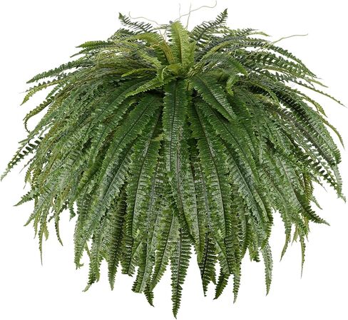 Single Silky 50" Artificial Fern Plant, Large Fake Fern with 128Fronds, Realistic Faux Boston Fern Bush for Outdoors & Indoor, Silk Greenery for Planter, Garden, Office, Home Décor in Kuwait
