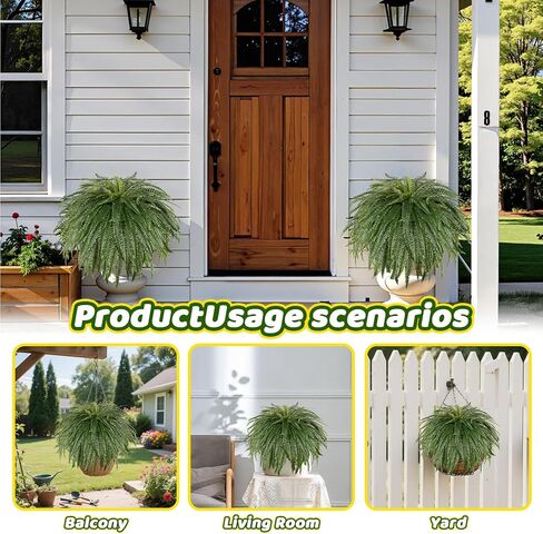 Single Silky 50" Artificial Fern Plant, Large Fake Fern with 128Fronds, Realistic Faux Boston Fern Bush for Outdoors & Indoor, Silk Greenery for Planter, Garden, Office, Home Décor in Kuwait