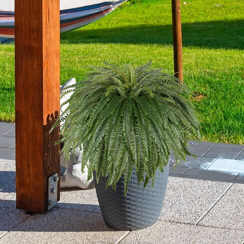 Single Silky 50" Artificial Fern Plant, Large Fake Fern with 128Fronds, Realistic Faux Boston Fern Bush for Outdoors & Indoor, Silk Greenery for Planter, Garden, Office, Home Décor in Kuwait