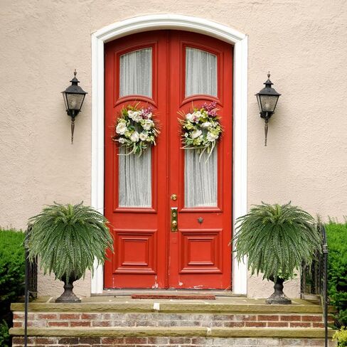 Single Silky 50" Artificial Fern Plant, Large Fake Fern with 128Fronds, Realistic Faux Boston Fern Bush for Outdoors & Indoor, Silk Greenery for Planter, Garden, Office, Home Décor in Kuwait