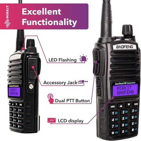 Mirkit Baofeng Ham Radio UV-82 MK5 - Walkie Talkies Long Range 8W Max Power Two Way Radio VHF/UHF 144-148/420-450 MHz - Baofeng Radio 1800mAh Battery 2 Way Radio with Mirkit Software 2026 in Kuwait