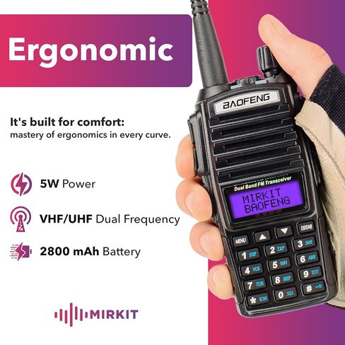 Mirkit Baofeng Ham Radio UV-82 MK5 - Walkie Talkies Long Range 8W Max Power Two Way Radio VHF/UHF 144-148/420-450 MHz - Baofeng Radio 1800mAh Battery 2 Way Radio with Mirkit Software 2026 in Kuwait