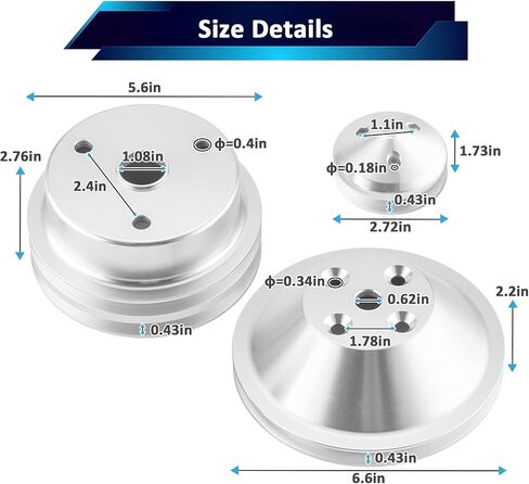 WeiSen Alternator ＆ Crankshaft ＆ Water Pump V-Belt Pulley Kit Compatible with Chevy SB SBC Small Block Engines 283 302 305 327 350 400 Long Water Pump in Saudi Arabia