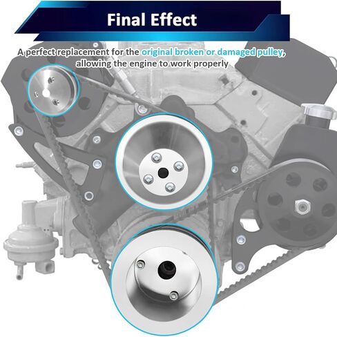 WeiSen Alternator ＆ Crankshaft ＆ Water Pump V-Belt Pulley Kit Compatible with Chevy SB SBC Small Block Engines 283 302 305 327 350 400 Long Water Pump in Saudi Arabia