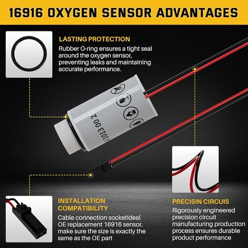 Updated 16916 Oxygen Sensor Replacement Sensors Compatible with ro-binair 16990/16995 Refrigerant Identifiers, 16916 Sensor Replace for AC1234-4/AC1234-4SL/AC1234-4-230/AC1234-6/AC1234-9 in Saudi Arabia